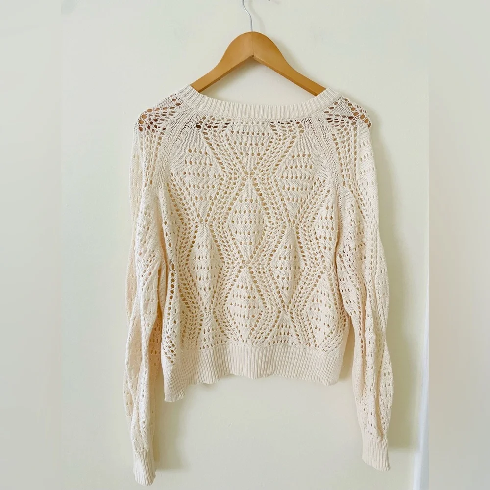 Lucky Brand Cream Open-Knit Sweater